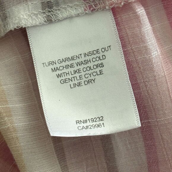 Alfred Dunner Pastel Stripe 3/4 Sleeve Button Down V Neck Woman's Blouse M #BD - Picture 6 of 6